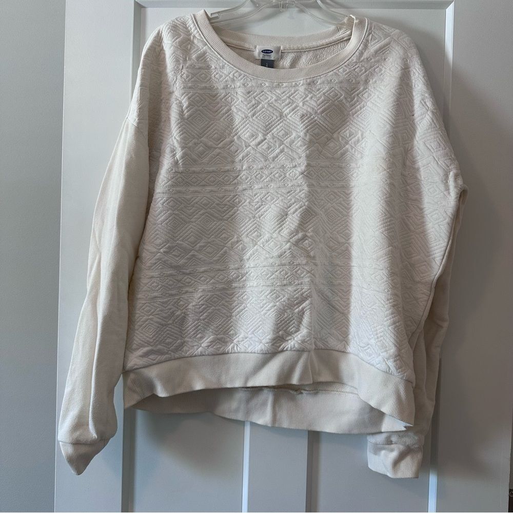 Old Navy Cream Textured Pullover Sweatshirt Size Large